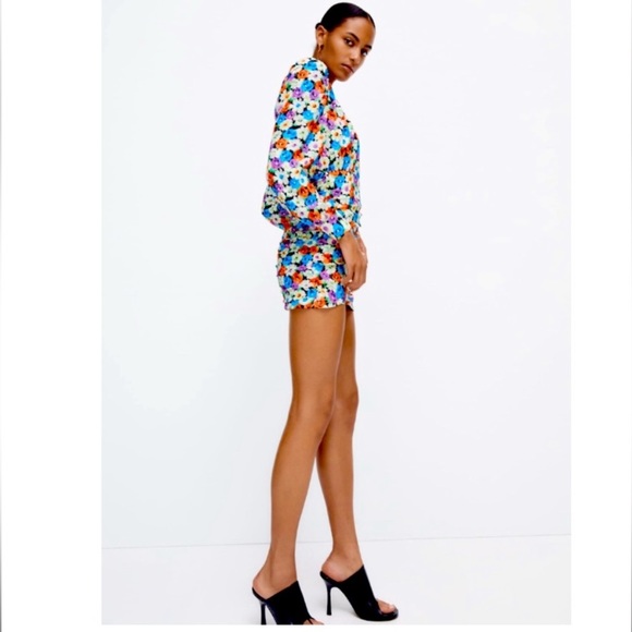 S 🔖 ZARA Floral Mini Dress - Picture 5 of 15